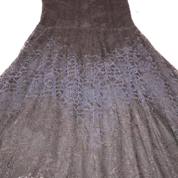 NEW Free People Black Lace Dress with Flocked Navy Blue Velvet Size XS - Picture 6 of 15